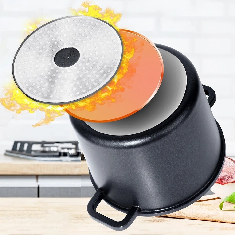 Garnek granitowy ze szklaną pokrywką wysoki GRANDE 7,6 l