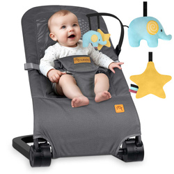 Leżaczek bujaczek z zabawkami  - szary