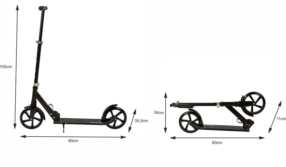 Duża składana hulajnoga 95-105 cm