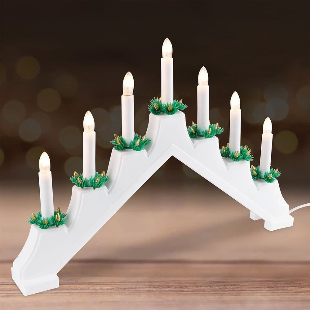 Świecznik adwentowy na 7 świeczek biały 41,5x29 cm