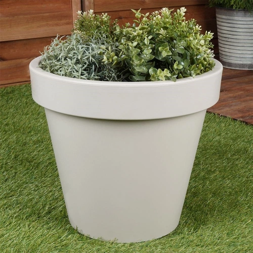 Doniczka ogrodowa plastikowa beżowa okrągła 39x35 cm