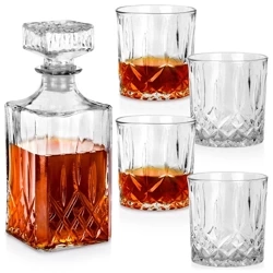 Karafka i szklanki do whisky szklane 900 ml + 4x300 ml 5 el.