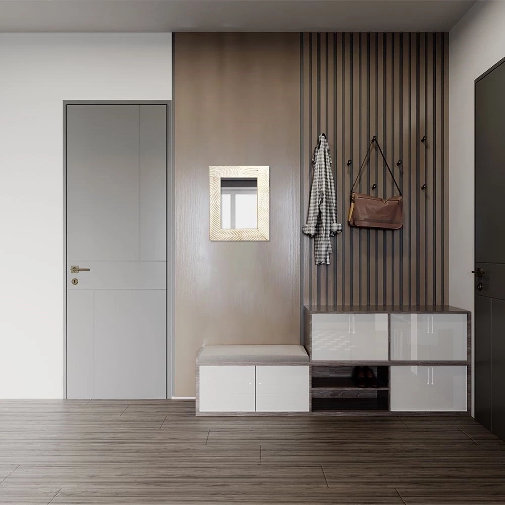 Lustro ścienne drewniane beżowe 40x50 cm