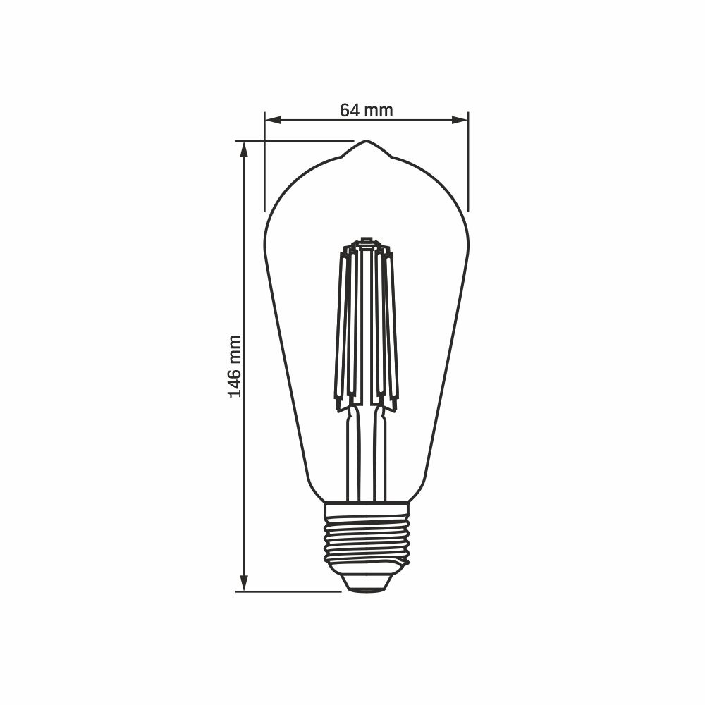 Żarówka LED E27 ST64 6W 44W Filament Ściemnialna
