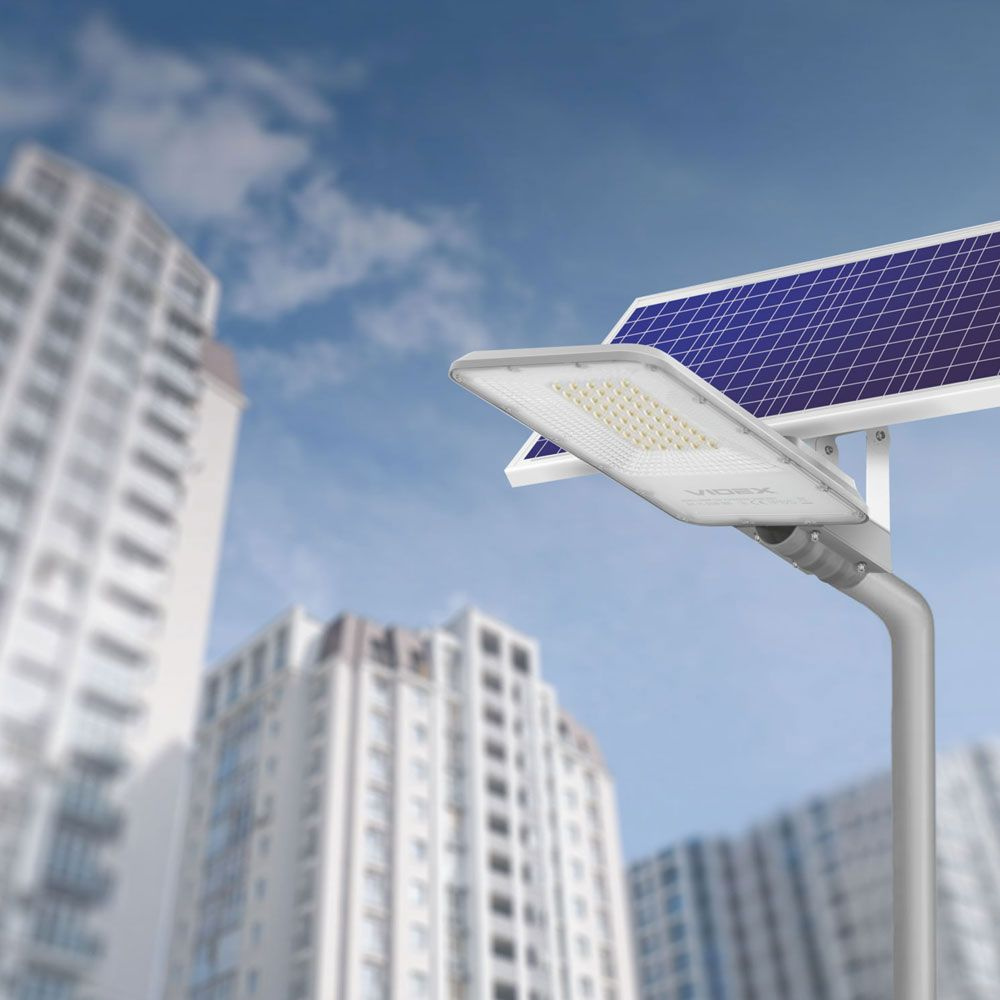 LAMPA SOLARNA ULICZNA VIDEX LED OSZCZĘDNA MOCNA IP65 2500lm + PILOT 