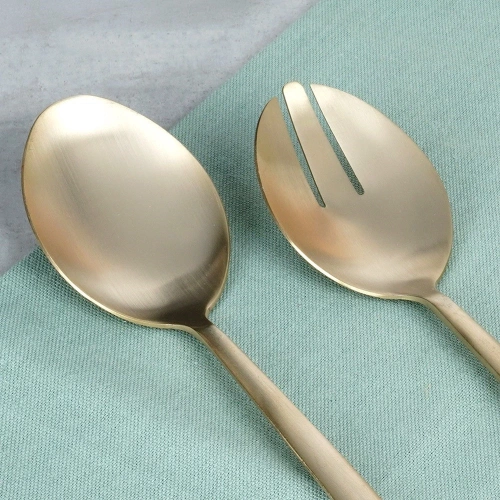 Łyżki do sałatek stalowe złote 25 cm 2 szt.