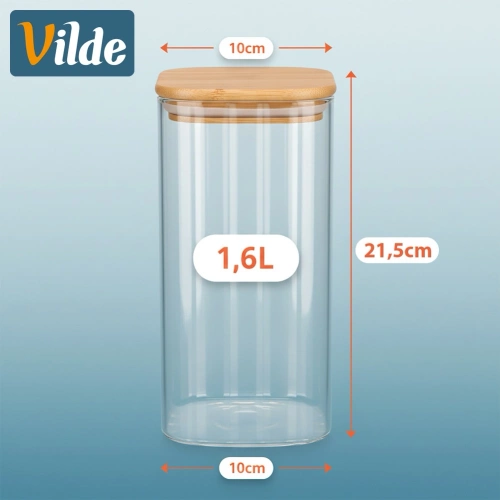 Pojemnik na produkty sypkie szklany z pokrywką i uszczelką 1,6 l