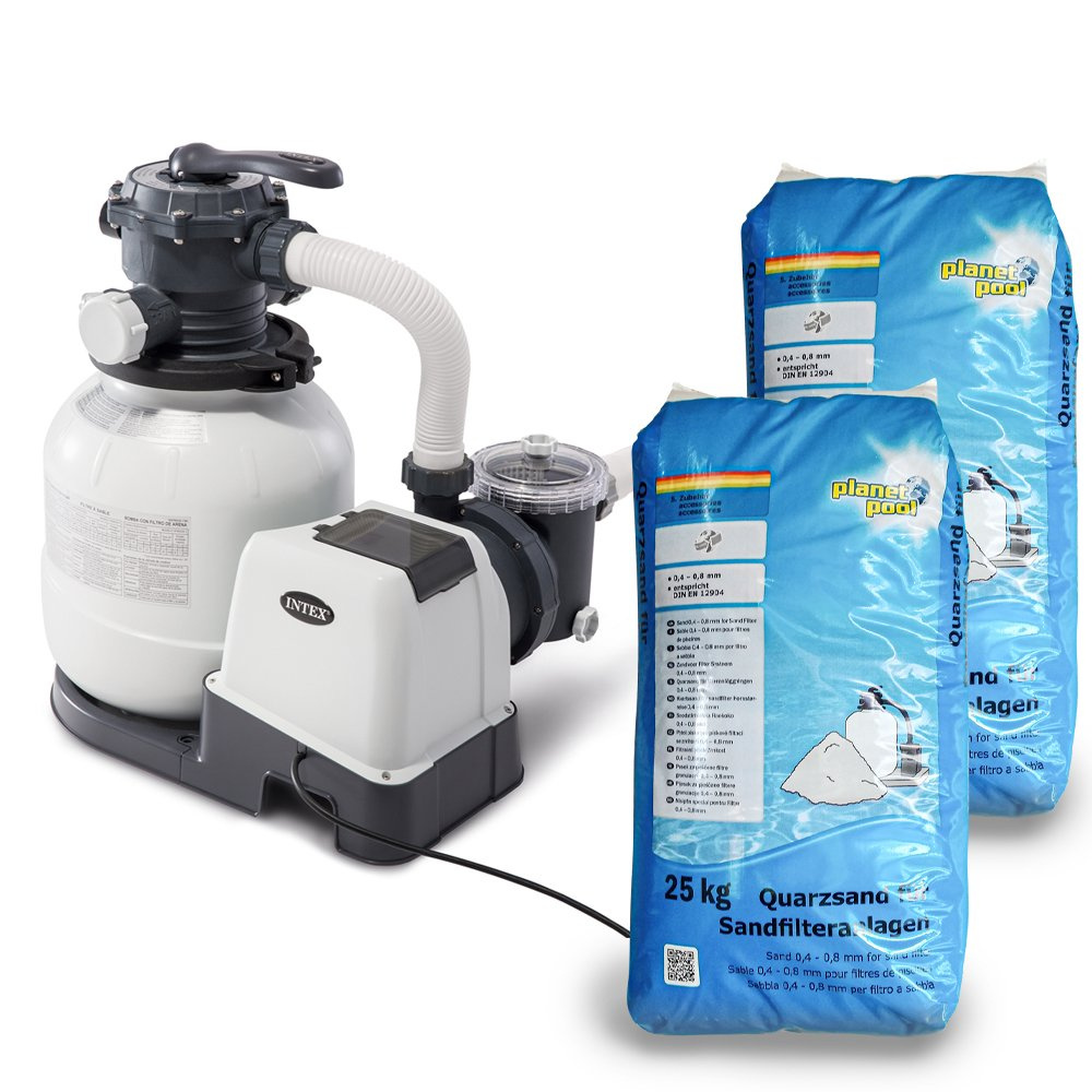 Pompa filtrująca piaskowa o wydajności 10500 l/h INTEX 26648GS + piasek kwarcowy 50 kg