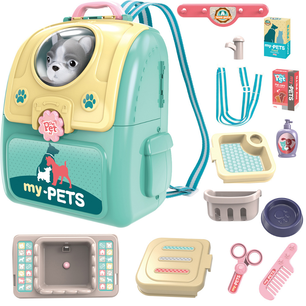 Salon piękności dla pupila, plecak z pieskiem