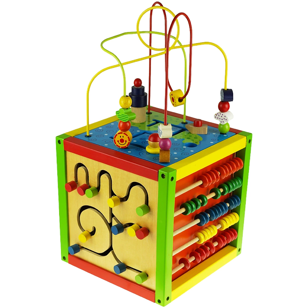 Drewniana duża kostka aktywności pętle motoryczne