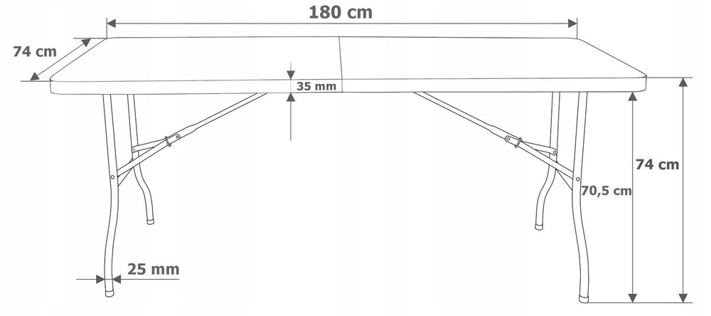 Duży stół składany ogrodowy cateringowy bankietowy rattan walizka 180cm czarny