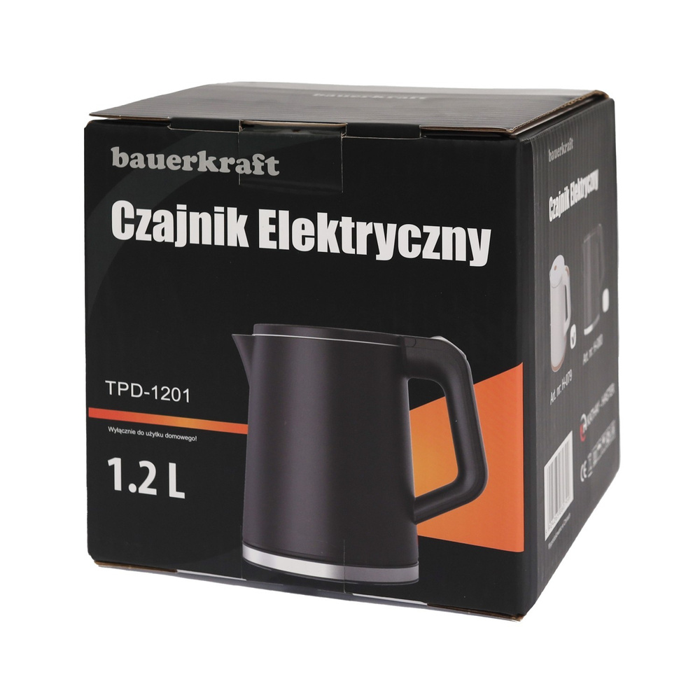 Czajnik elektryczny bezprzewodowy mały turystyczny 1500W 1.2l obrotowy czarny