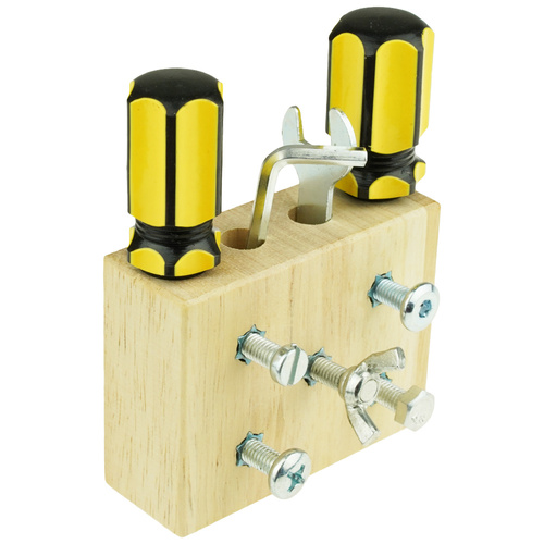 Drewniany bloczek z narzędziami śrubokręty śrubki zabawka edukacyjna montessori