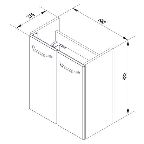 Dwudrzwiowa szafka pod umywalkę 52 cm sękaty dąb Milano Fackelmann 84332