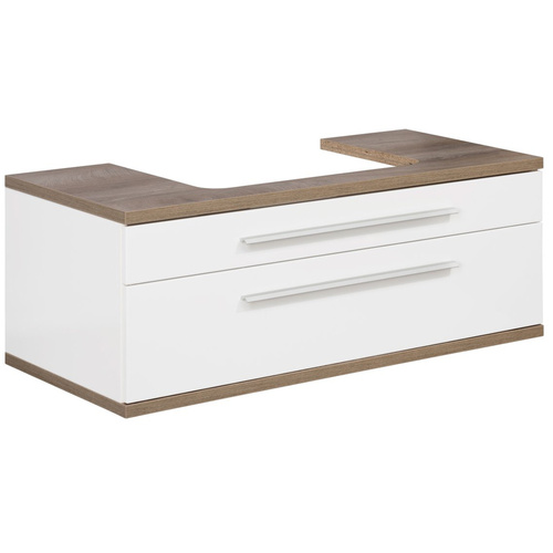 Szafka łazienkowa 110 cm z umywalką ceramiczną biały + dąb naturalny Stanford Fackelmann