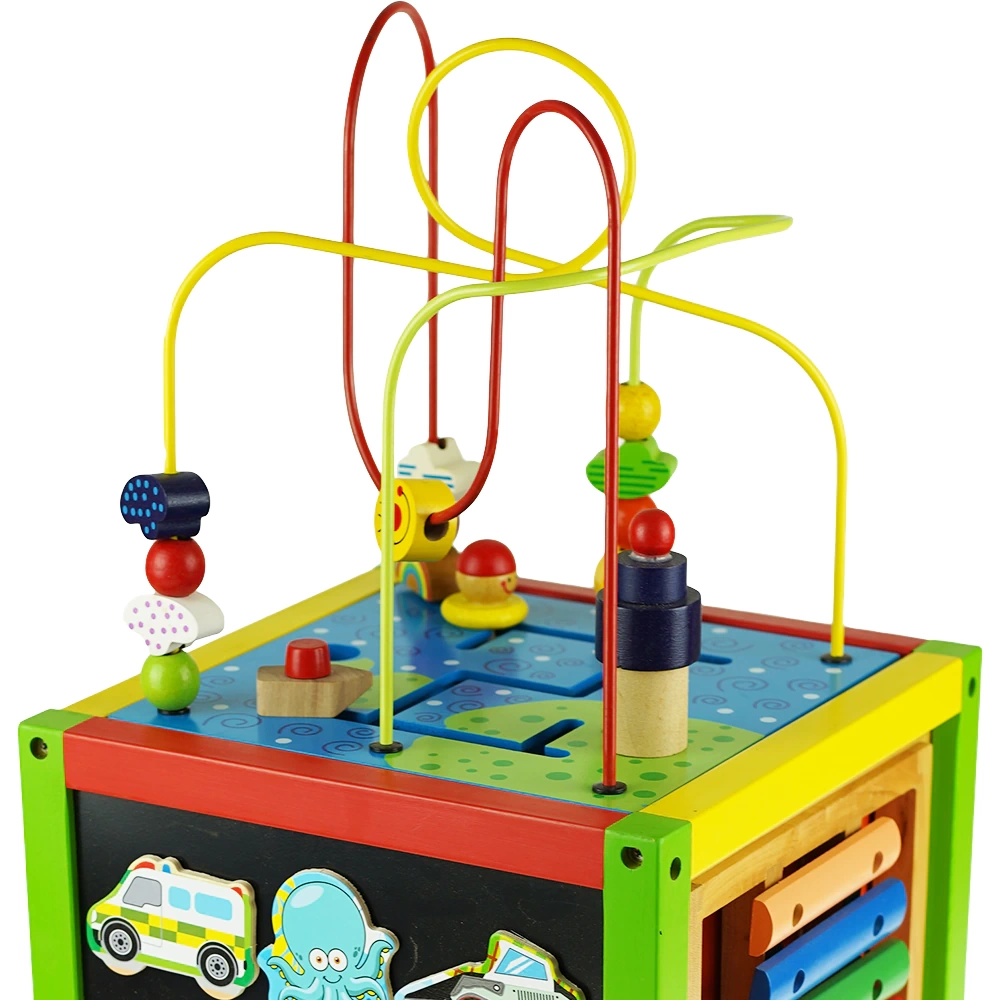 Drewniana duża kostka aktywności pętle motoryczne