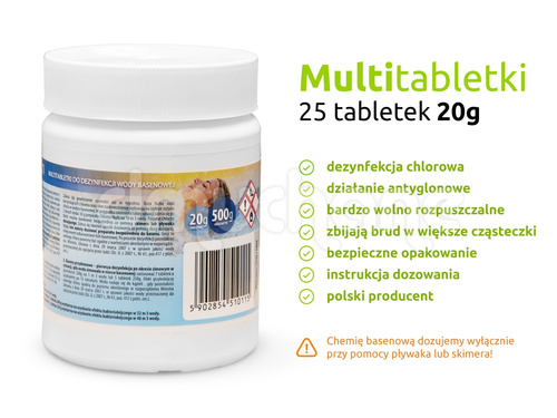 Tabletki Multifunkcyjne 25 x 20g - 0,5kg chemia basenowa