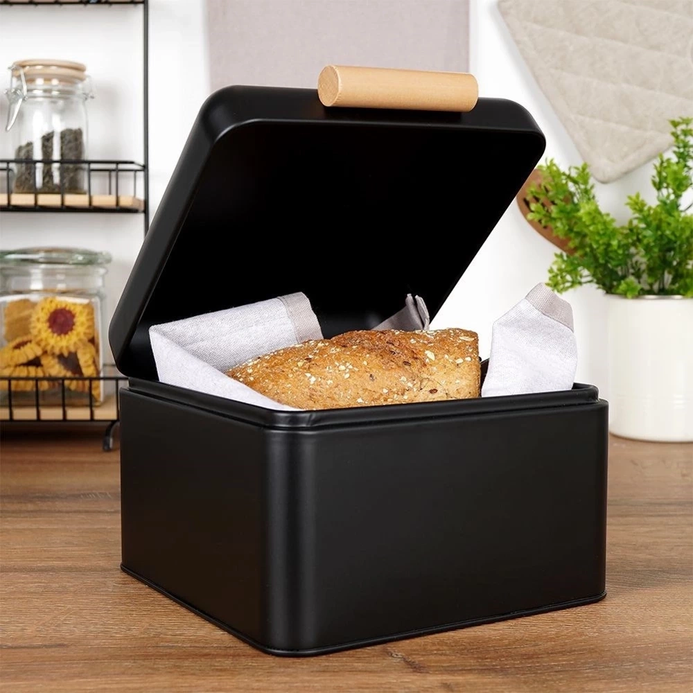Chlebak metalowy czarny 22x20x14 cm