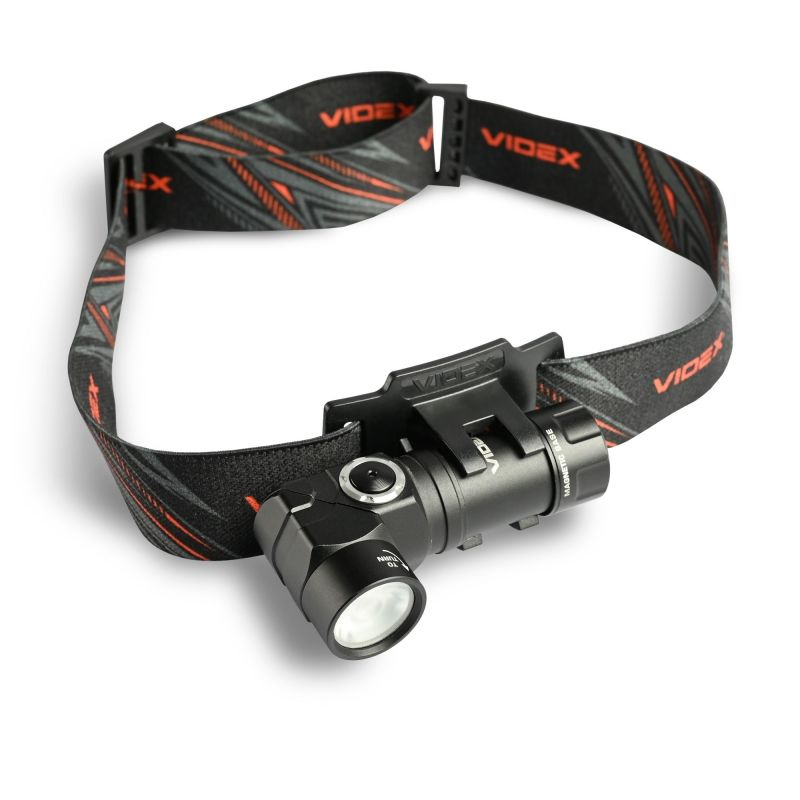 Latarka Videx 600lm IP66 LED 7 trybów zasięg 105m czołówka +PASEK NA GŁOWĘ