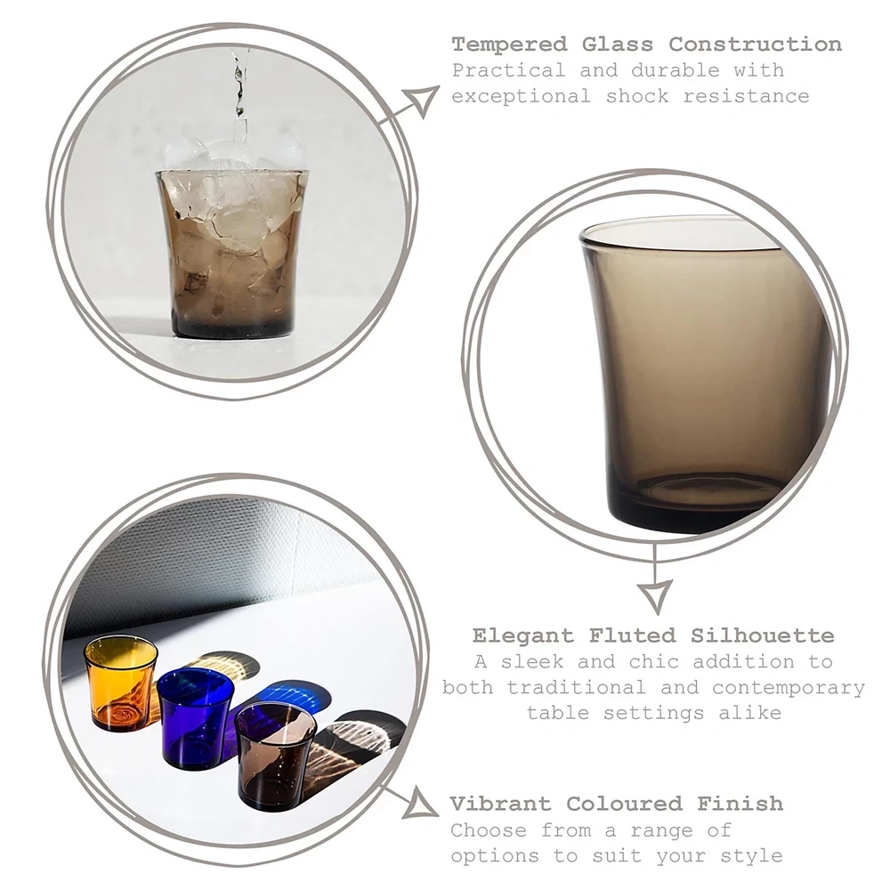 Zestaw 6 dymionych szklanek 210 ml z hartowanego szkła Lys Duralex