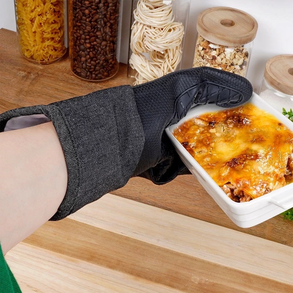 Rękawica kuchenna silikonowa czarna 32 cm