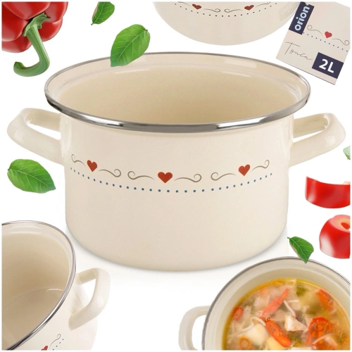 Garnek emaliowany kremowy TONCA 18 cm, 2 l
