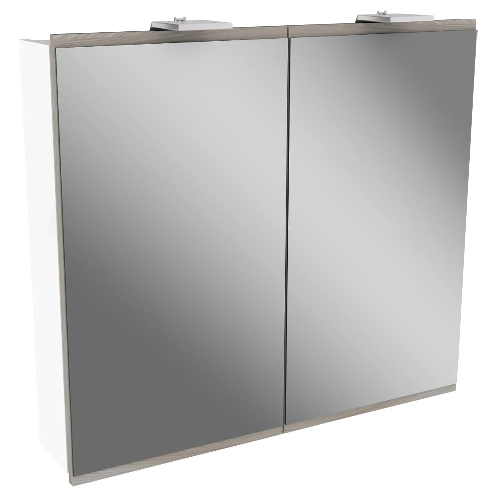 Szafka lustrzana 3D z oświetleniem LED 80 cm biały + szary dąb Lima Fackelmann 84792