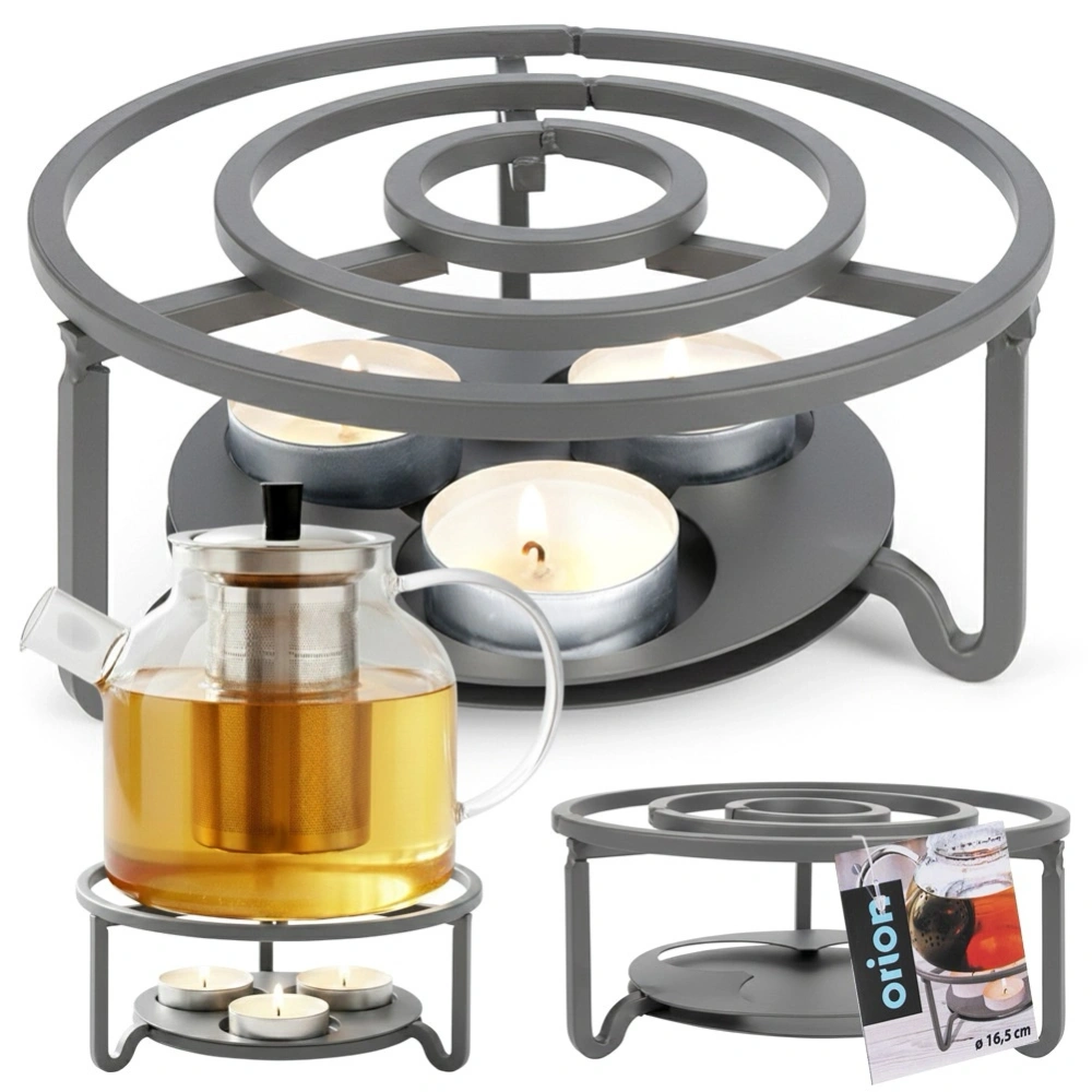 Podgrzewacz pod dzbanek do herbaty metalowy szary 16,5 cm