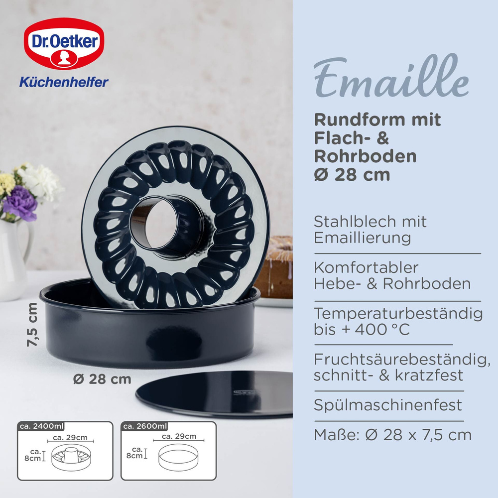 Forma do pieczenia z Flach- oraz Rohrboden, Ø28 cm Dr. Oetker