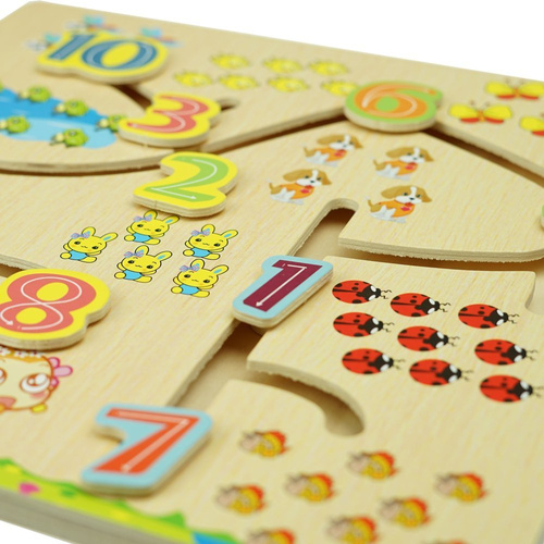 Drewniana kolorowa układanka labirynt z torem ruchu cyfry