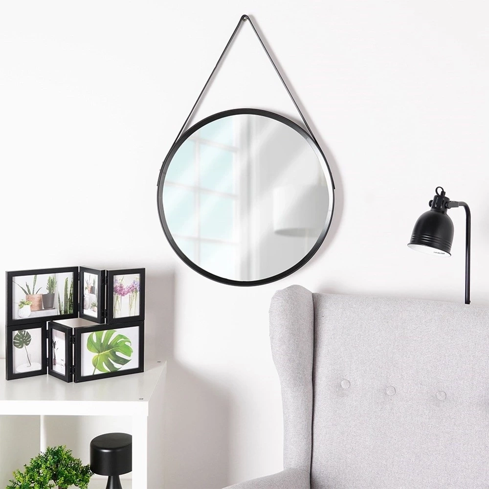 Lustro ścienne czarne okrągłe 52 cm