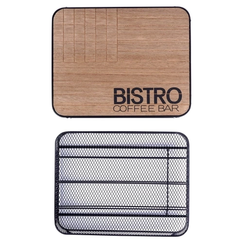 Organizer na kapsułki do kawy metalowy czarny BISTRO 30,5x24x6,5 cm