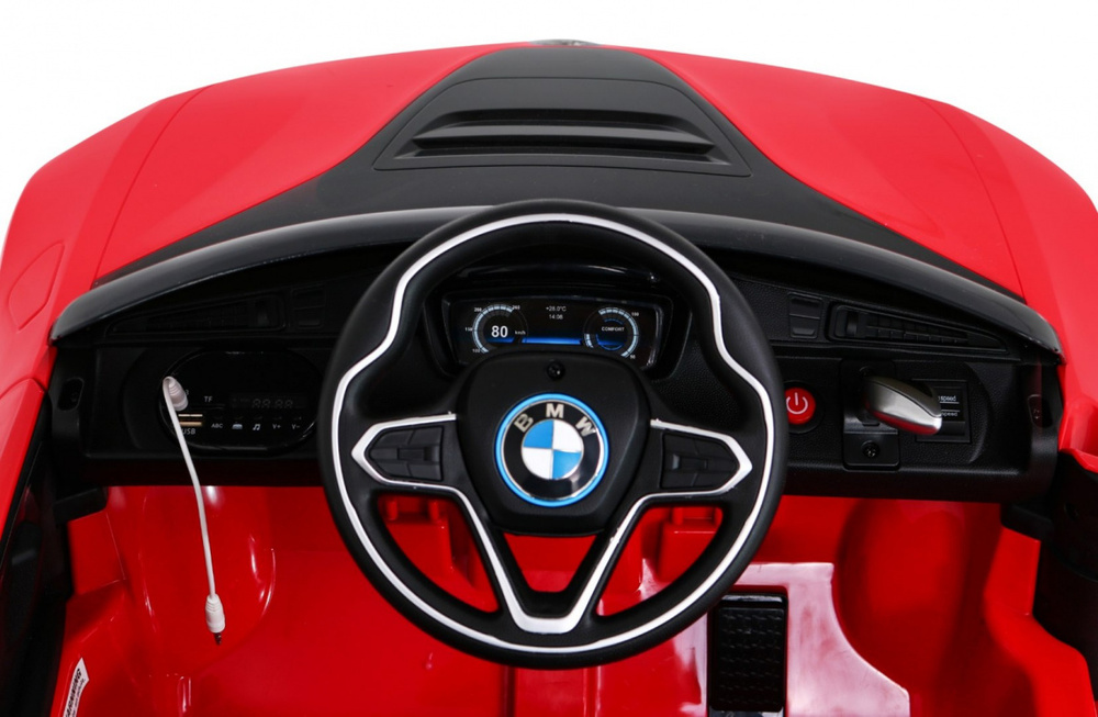 BMW I8 Lift Auto na akumulator Czerwony + Pilot + Wolny Start + 3-pkt pasy + MP3 USB + LED