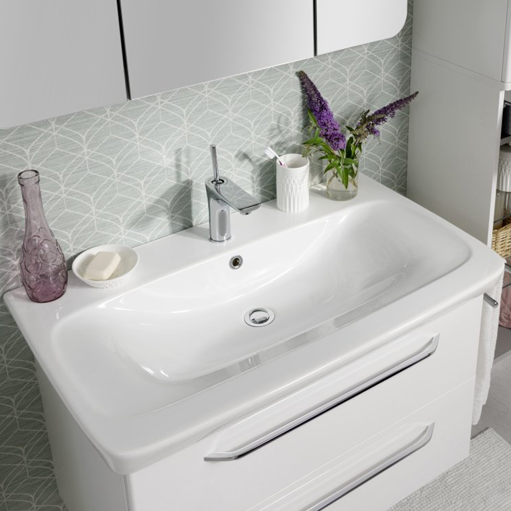 Szafka 80 cm z umywalką ceramiczną biały Milano Fackelmann