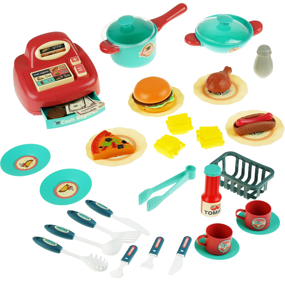 Duża kuchnia na kółkach kasa Fast Food+ Akcesoria dla dzieci