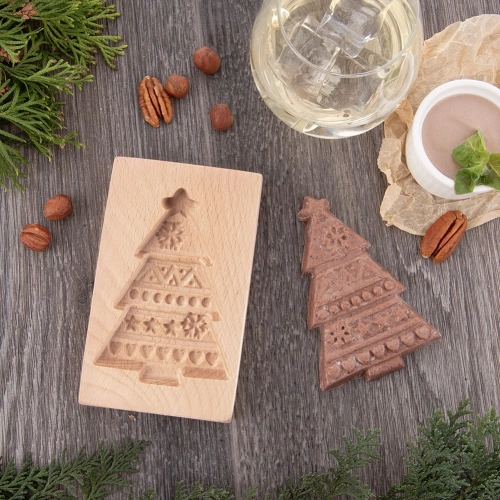 Foremka do ciastek drewniana choinka 13x8 cm