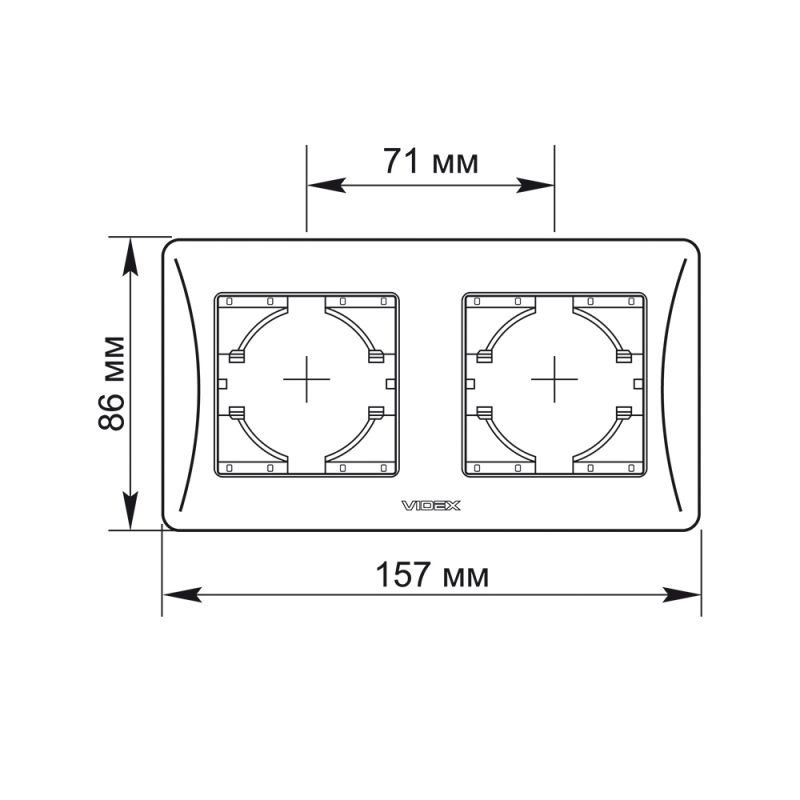Rama 2-krotna pozioma czarna grafitowa VIDEX BINERA