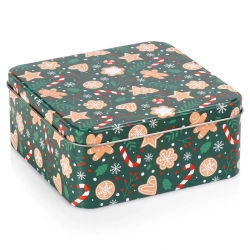 Pojemnik na ciastka metalowy puszka świąteczna 15x15x6,5 cm