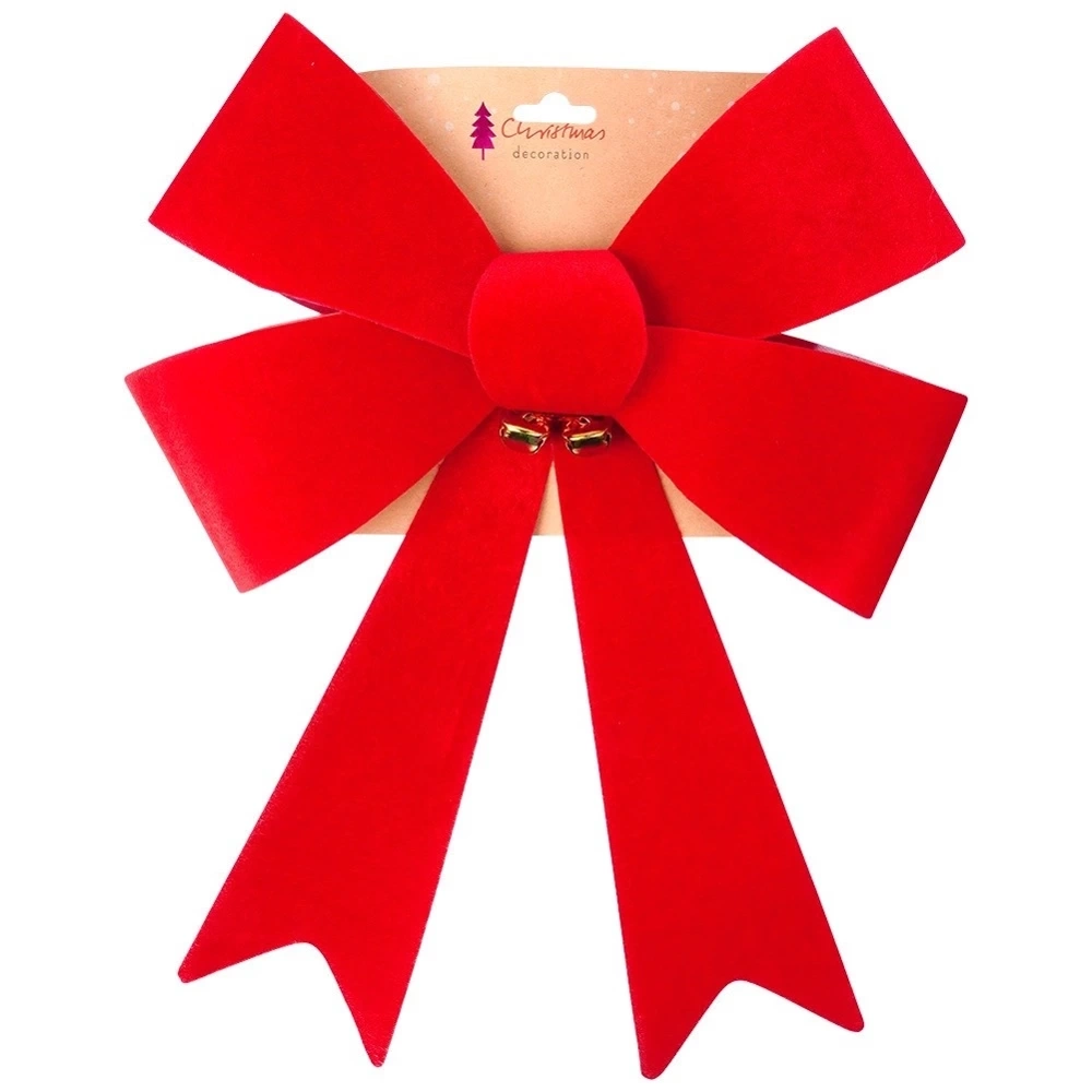 Kokarda dekoracyjna świąteczna welurowa 35x46 cm