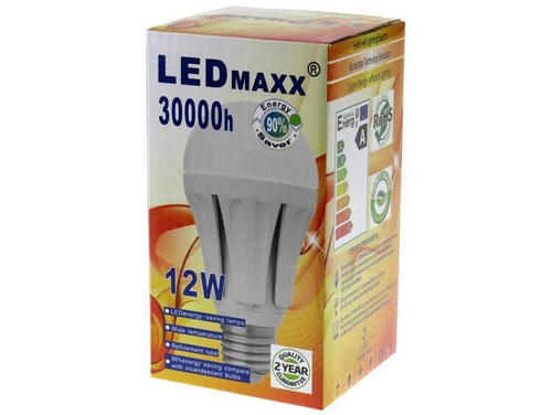 Żarówka LED E27 12W = 120W 1200lm 2700–3200K Ciepła Biel 180° LEDmaxx