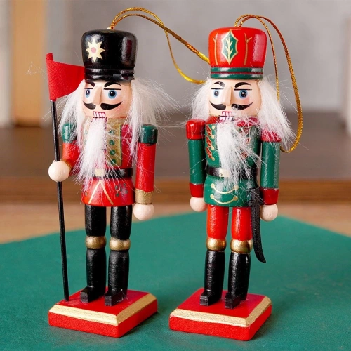 Ozdoby choinkowe drewniane dziadek do orzechów 12 cm 2 szt.