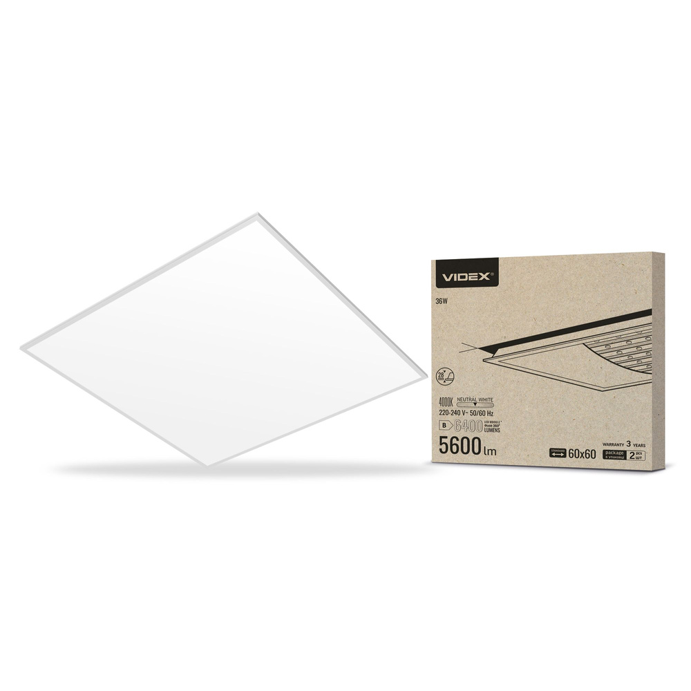 Panel platfon LED kwadratowy Videx 59,5 x 59,5 cm biały