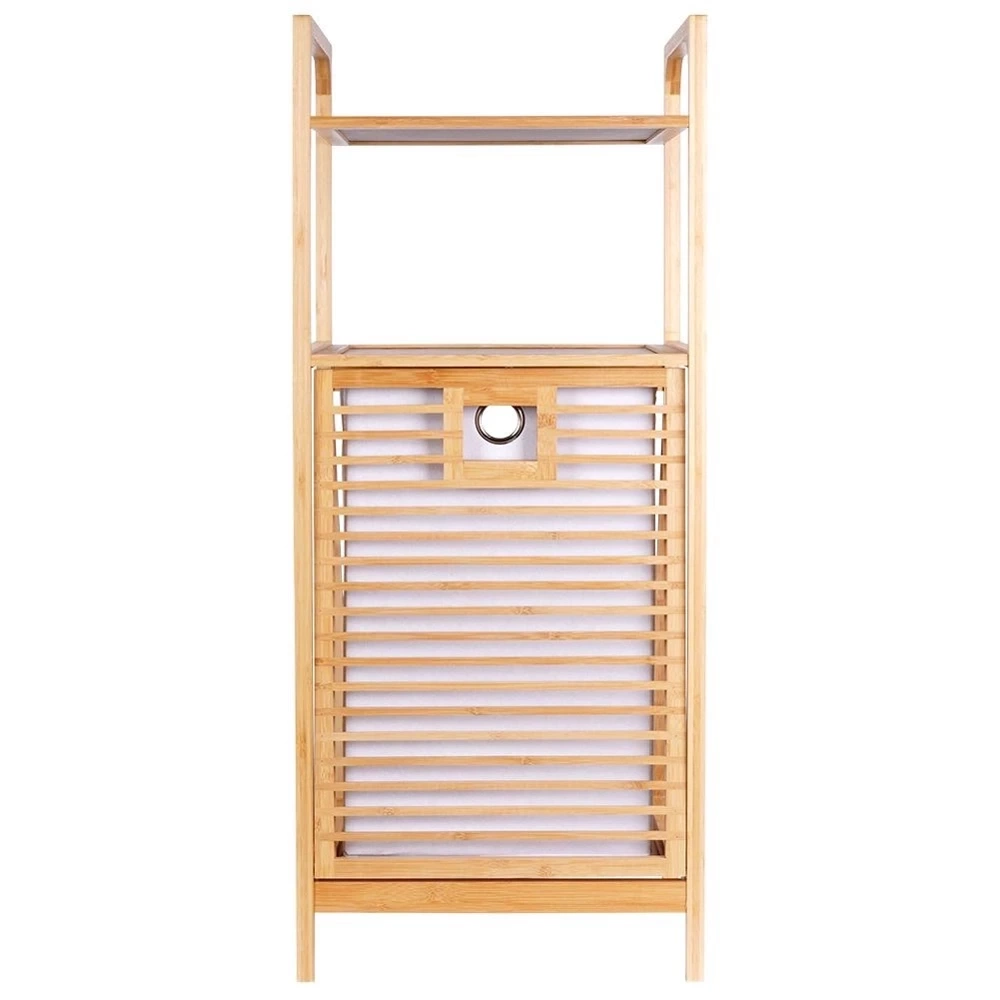 Regał łazienkowy z koszem na pranie bambusowy 39,5x30x49 cm
