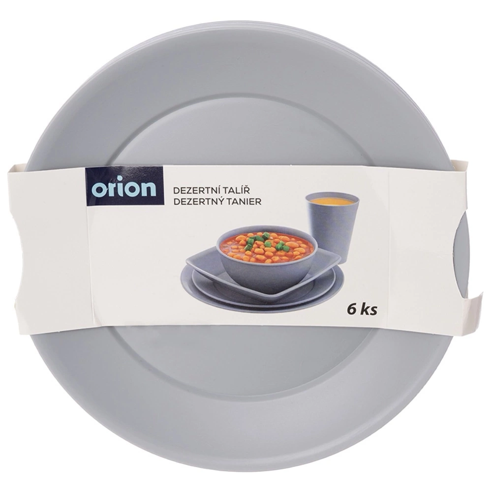 Talerze deserowe plastikowe szare SANDY 20,5 cm 6 szt.