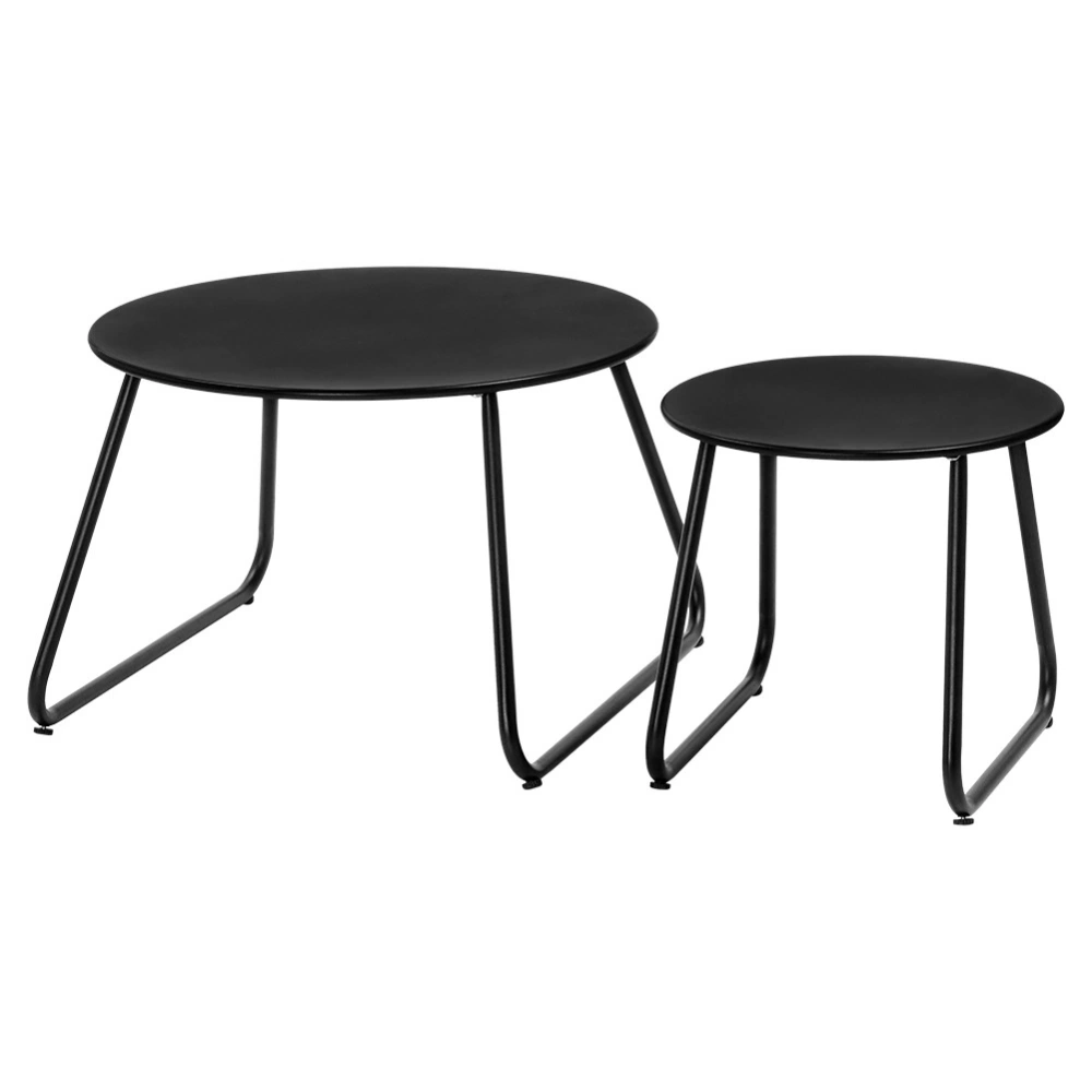 Stolik kawowy metalowy czarny 2 szt.