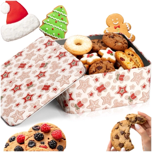 Pojemnik na ciastka metalowy puszka świąteczna 15x15x6,5 cm