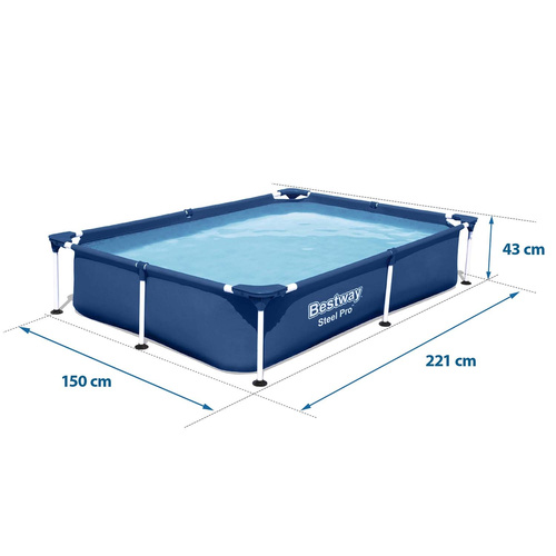 Basen Stelażowy SplashJr Steel Pro 221x150x43 BESTWAY + Zestaw naprawczy