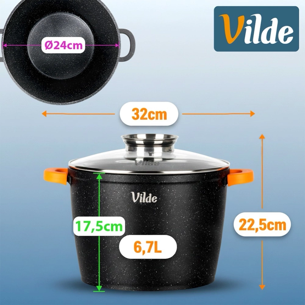 Garnek granitowy ze szklaną pokrywką TERRUNA AROMA 24 cm, 6,7 l