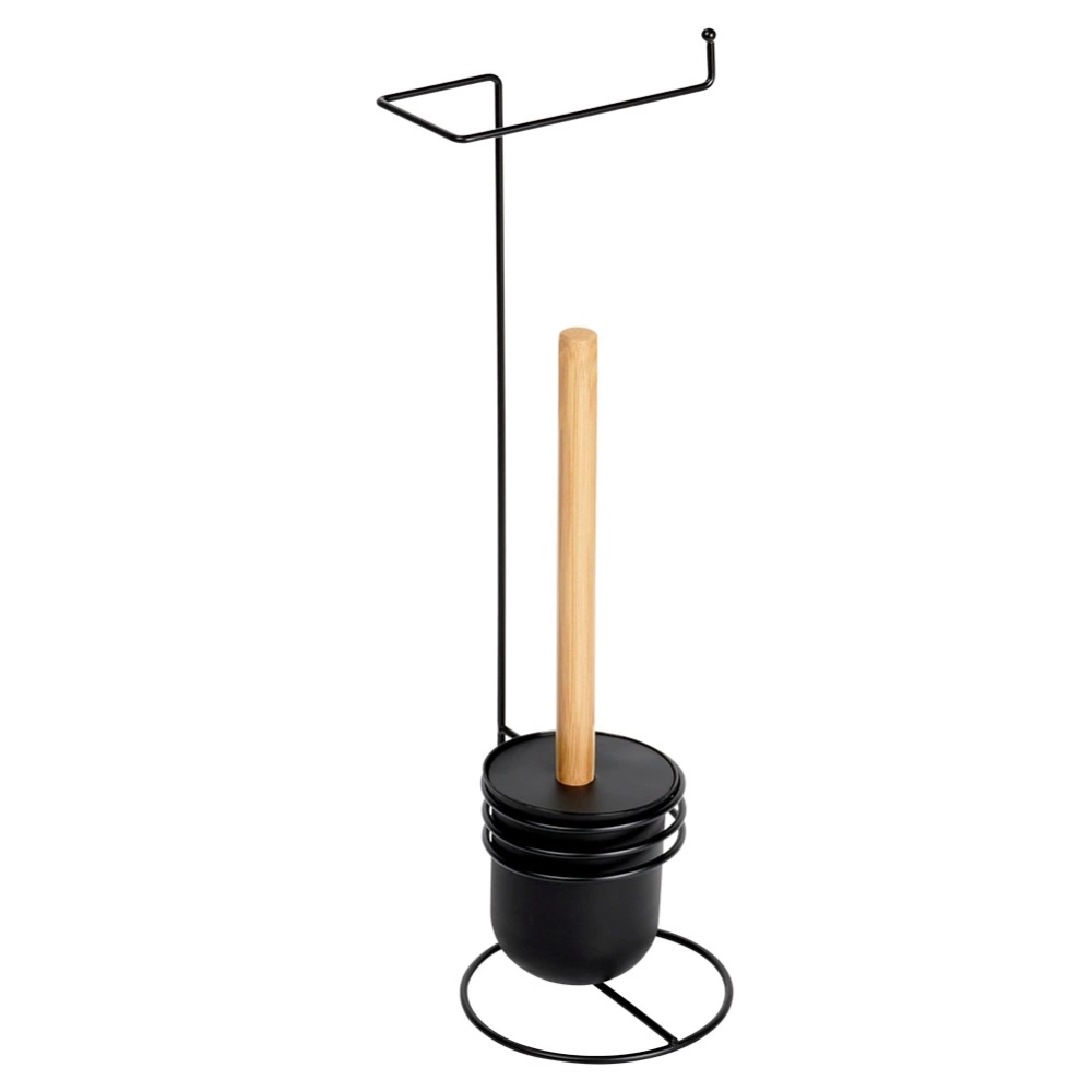 Stojak na papier toaletowy ze szczotką czarny 53 cm