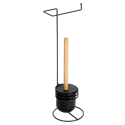 Stojak na papier toaletowy ze szczotką czarny 53 cm